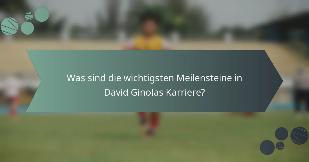 Was sind die wichtigsten Meilensteine in David Ginolas Karriere?