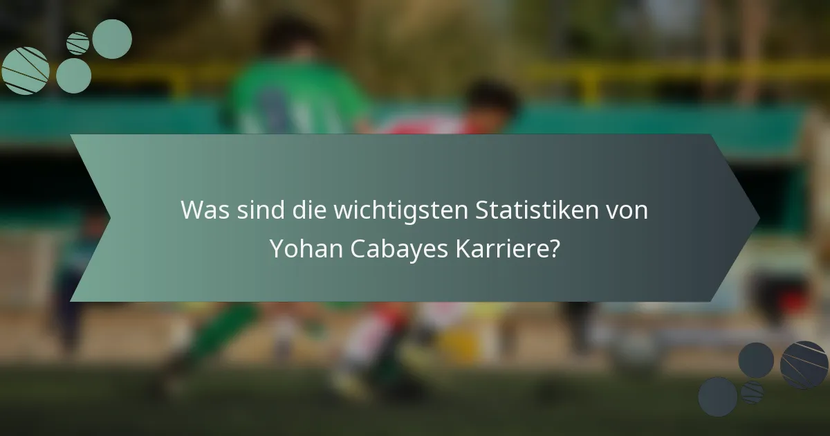 Was sind die wichtigsten Statistiken von Yohan Cabayes Karriere?