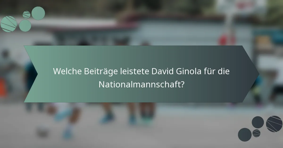 Welche Beiträge leistete David Ginola für die Nationalmannschaft?