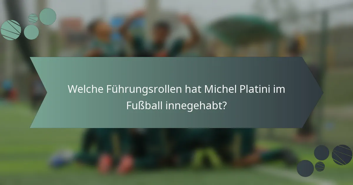 Welche Führungsrollen hat Michel Platini im Fußball innegehabt?