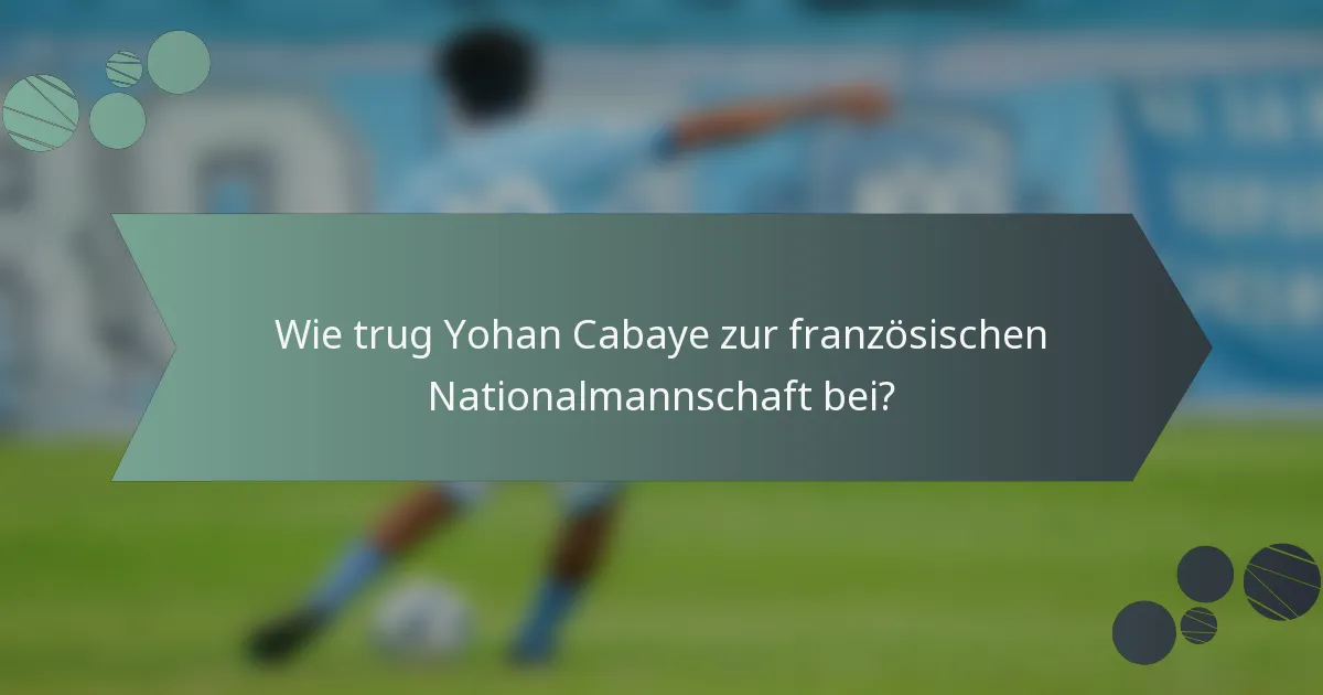 Wie trug Yohan Cabaye zur französischen Nationalmannschaft bei?